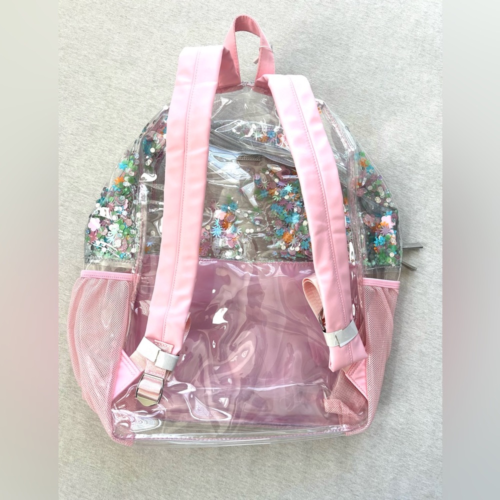 Packed Party Pink Clear Sequin Floral Backpack - Picture 6 of 9